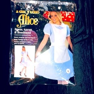 Alice Costume Dress, Apron & Headband - Blue & White